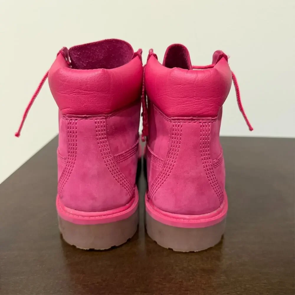 Timberland Hot Pink Suede Leather Lace Up Boots Shoes Youth Girls US 3 Gorpcore